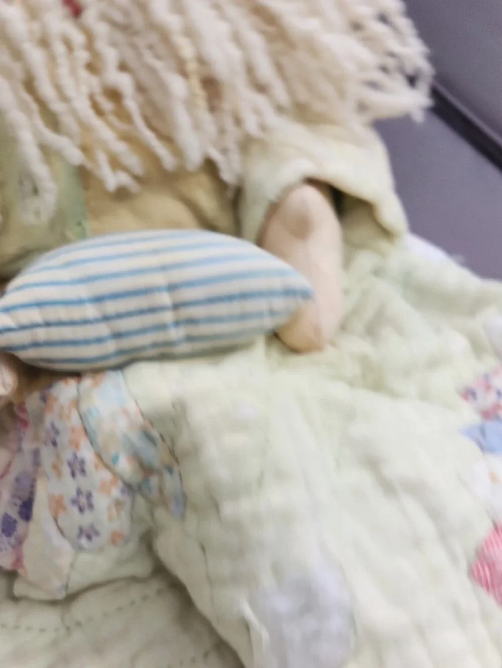 Handmade Cream-Beige Patchwork SANTA Doll